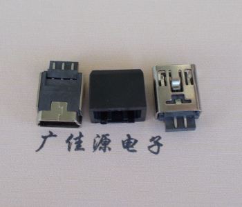 长沙MINI USB 5Pin接口 带护套焊线母座 B型180度铜壳