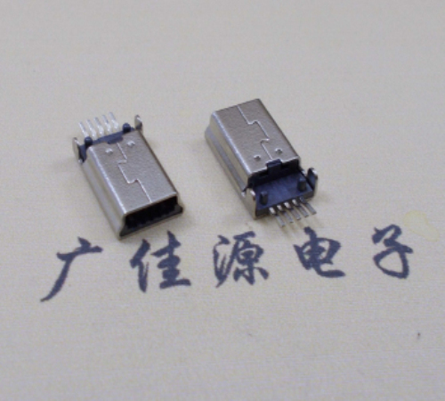 长沙MINI USB公头 5pin端子贴板带柱 10.7mm体长
