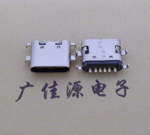 长沙简易充电type c6P母座沉板1.6mm接口