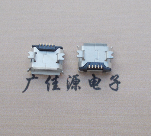 长沙Micro USB 5PIN接口,B型垫高0.9mm鱼叉脚贴片雾锡卷边