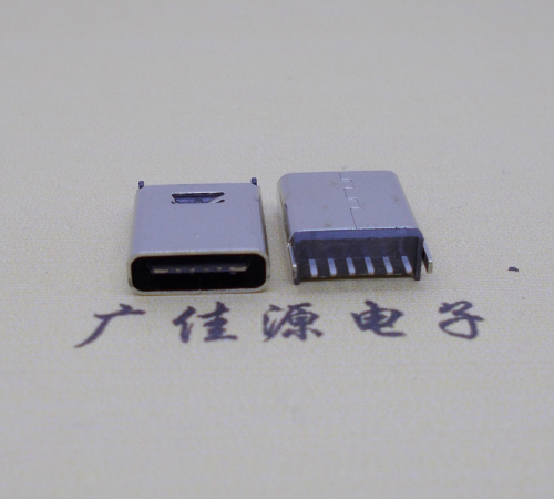 长沙直立式插板Type-C6p母座连接器高H=10.0mm