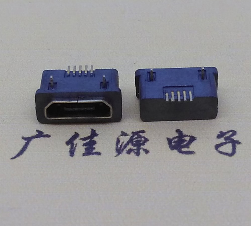长沙MICRO USB5p防水接口 90度卧式 两脚插板牢固
